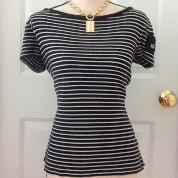 Ralph Lauren Cotton Nautical Striped Tee with Logo Arm Pocket Size Medium - Picture 1 of 6
